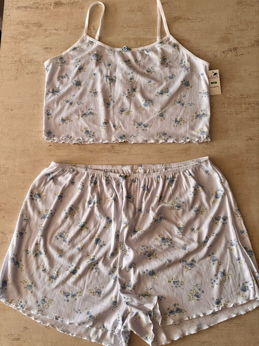 NWT LaLa White Floral Print Cami & Shorts Sleep Set